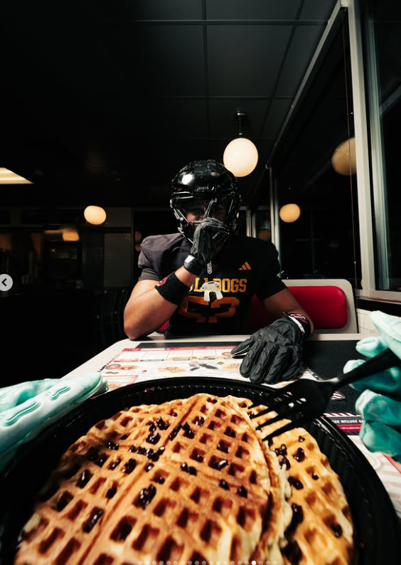 Low-angle food-forward shot across the table